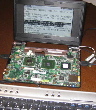 Eee PC 701 disassembled with Broadcom CrystalHD decoder installed