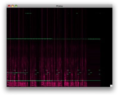 FFplay's spectrum analyzer playing a WMA Voice file