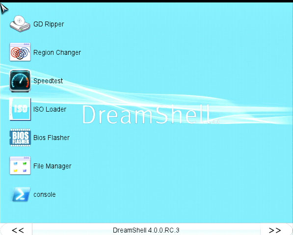 DreamShell 4.0.0 RC3 main desktop