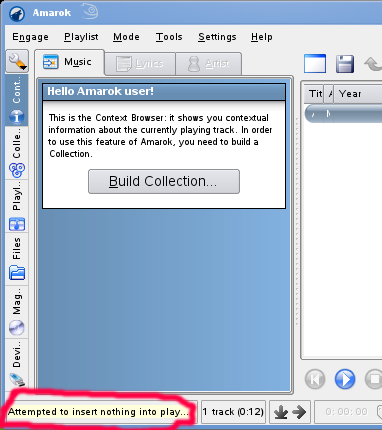OpenSUSE Amarok error message
