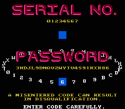 Treasure Master (NES) -- Password screen